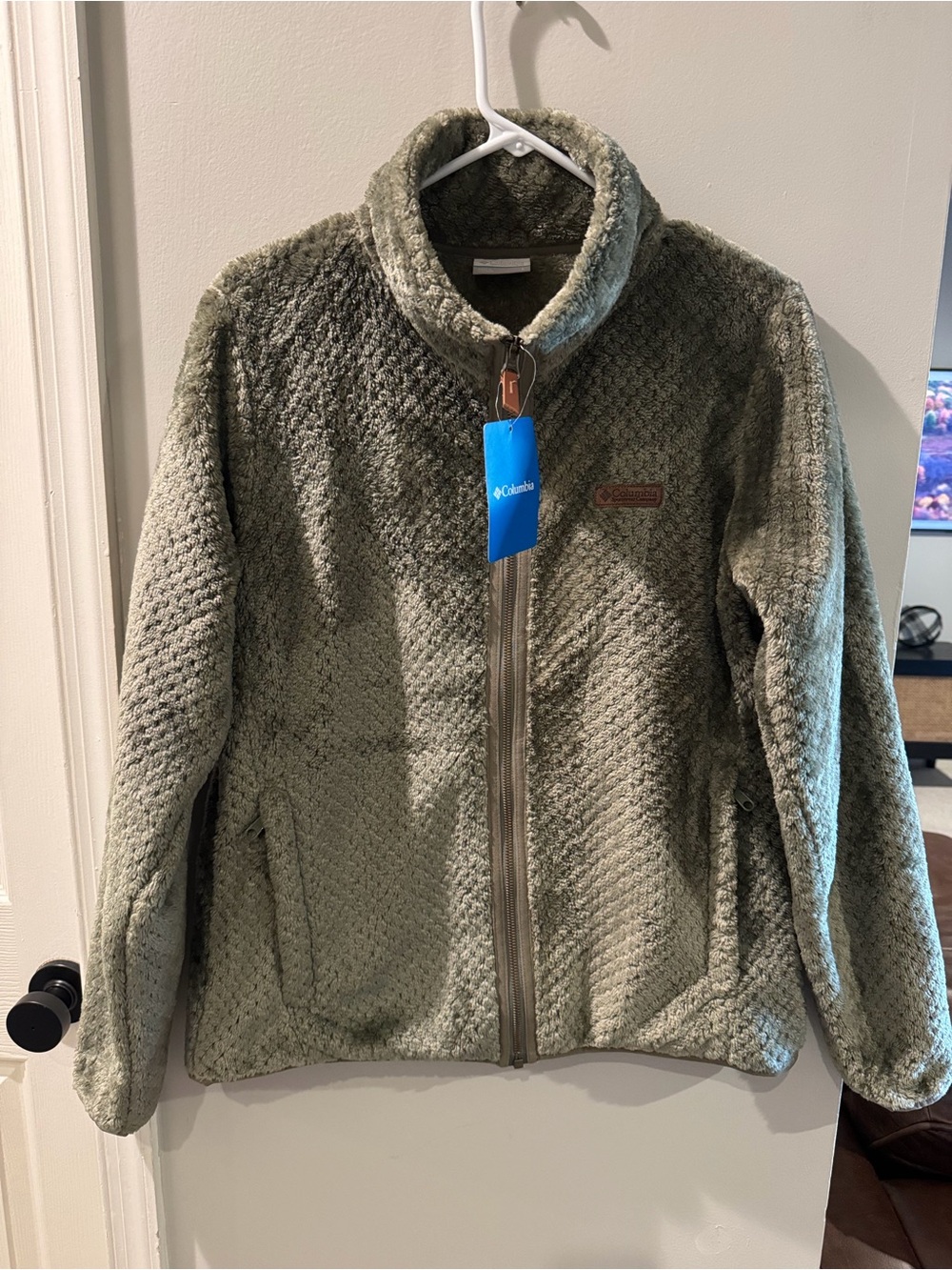 Columbia Sage Green Plush Full‑Zip Teddy Fleece Jacket